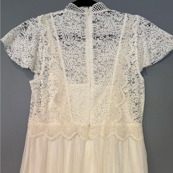 Cream Anthropologie feather Bone Midi Dress with Mock Neck - Picture 5 of 9